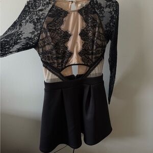 Charlotte Russe Black and Cream Fit and Flare Mini Dress